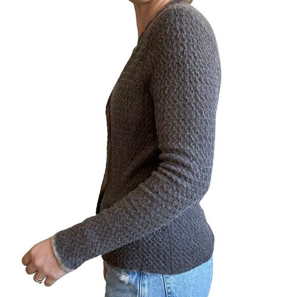 Eileen Fisher Womens Brown Wool Blend Lightweight Textured Cardigan Sz Petite S - Picture 5 of 6